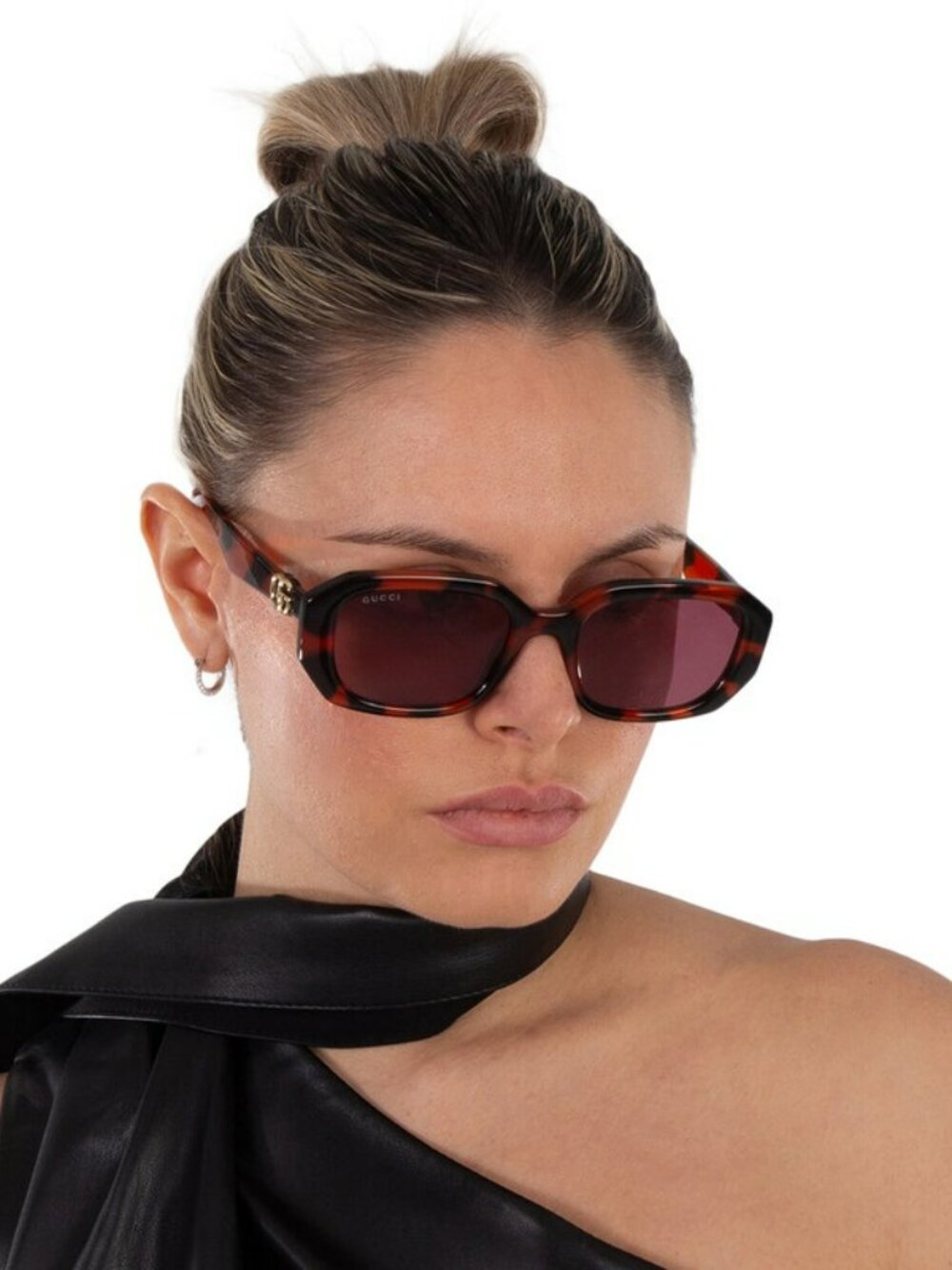 GUCCI GG1535S 005 ORANGE HAVANA GEOMETRIC SUNGLASSES
